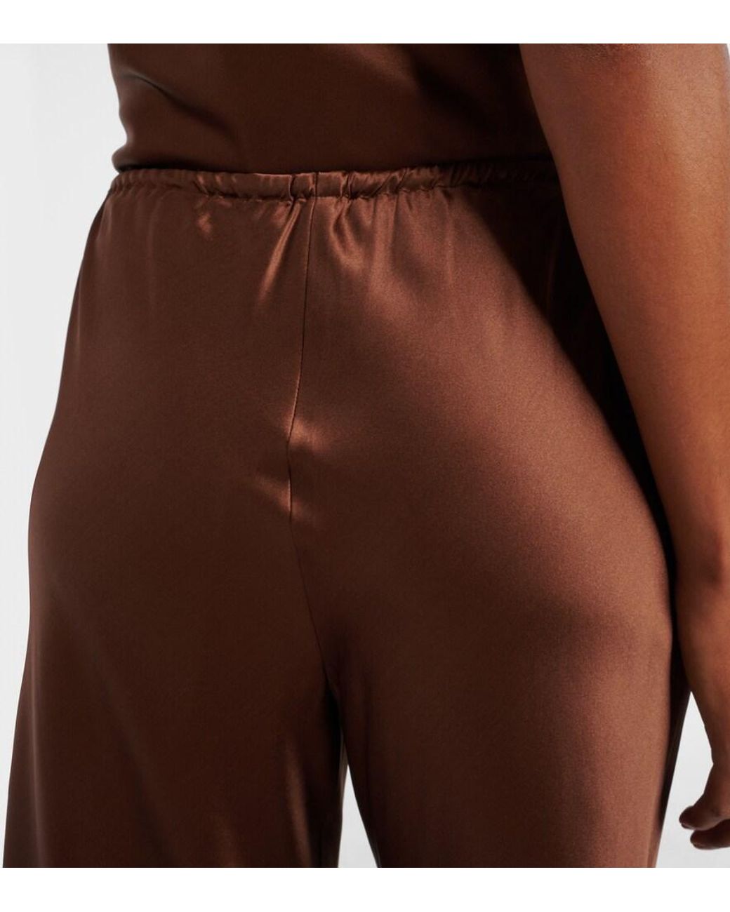 Veronica Beard Brown Billie Silk-Blend Straight Pants