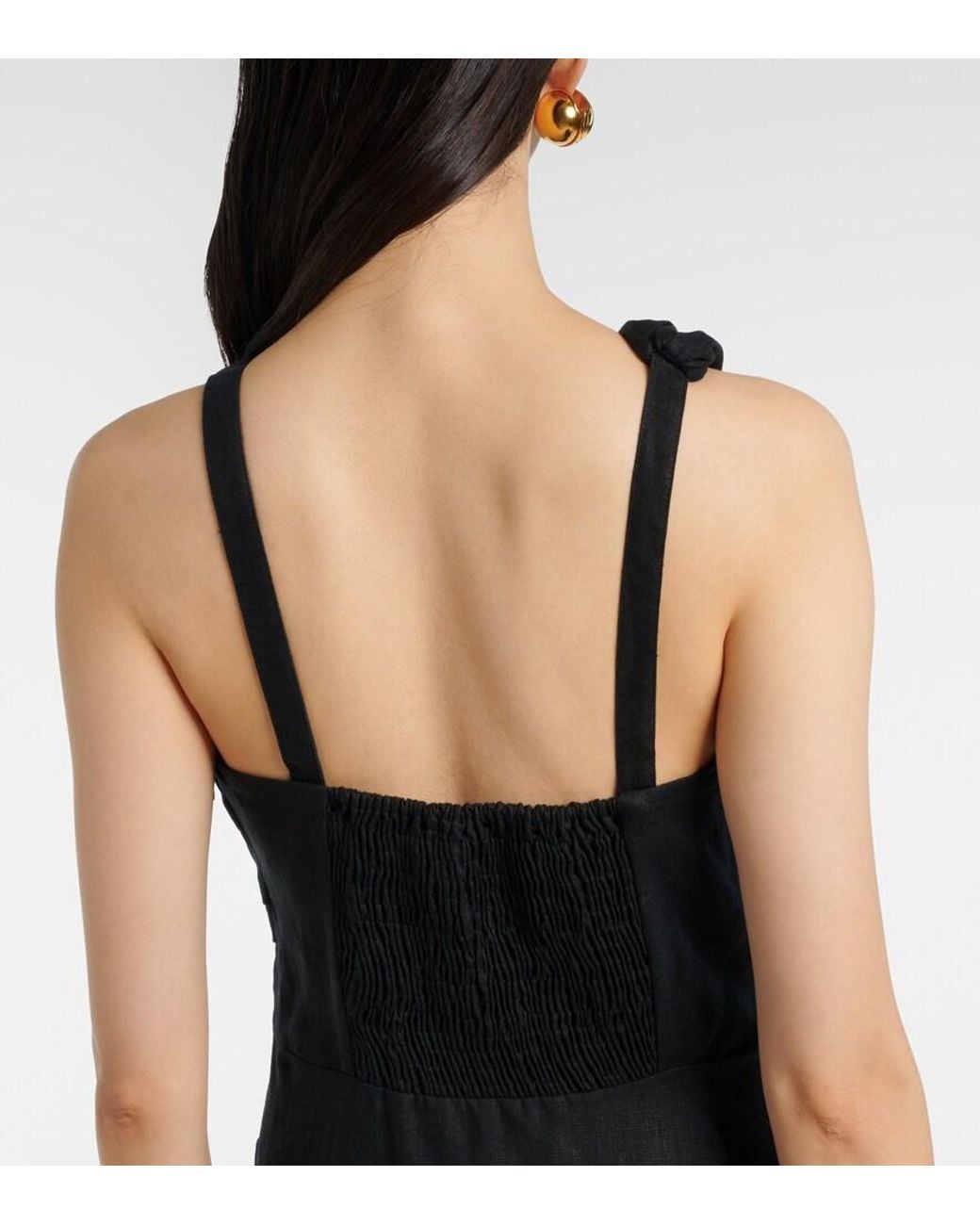 Faithfull The Brand Black Cera Linen Midi Dress