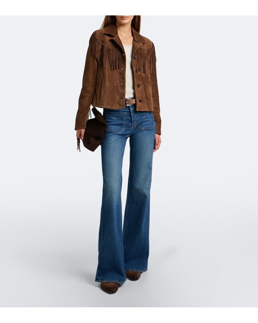 Nili Lotan Brown Eloi Fringed Suede Jacket