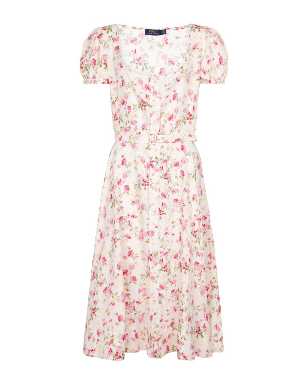 Polo Ralph Lauren Floral Linen Midi Dress in Pink | Lyst UK