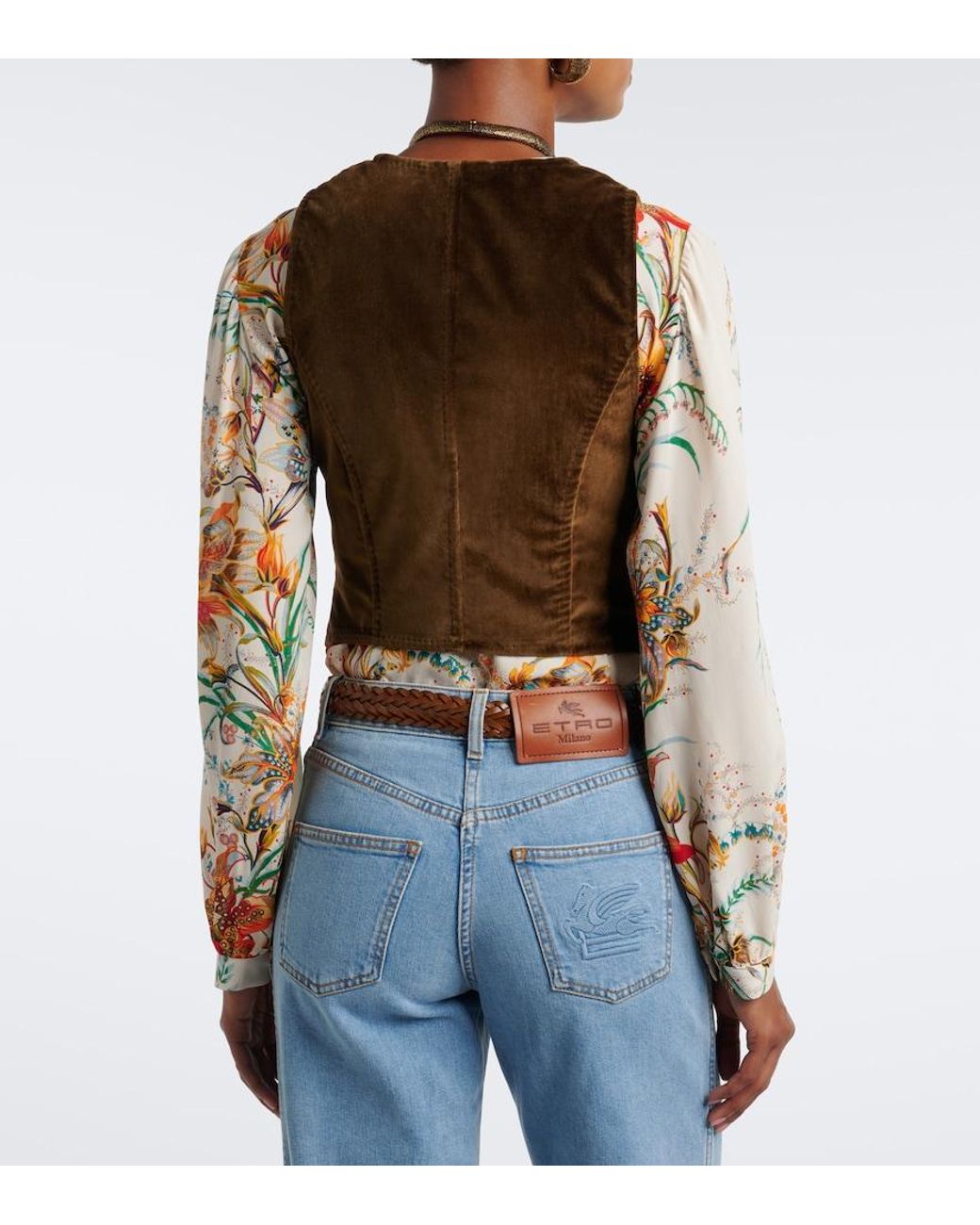 Etro Brown Cotton Velvet Vest