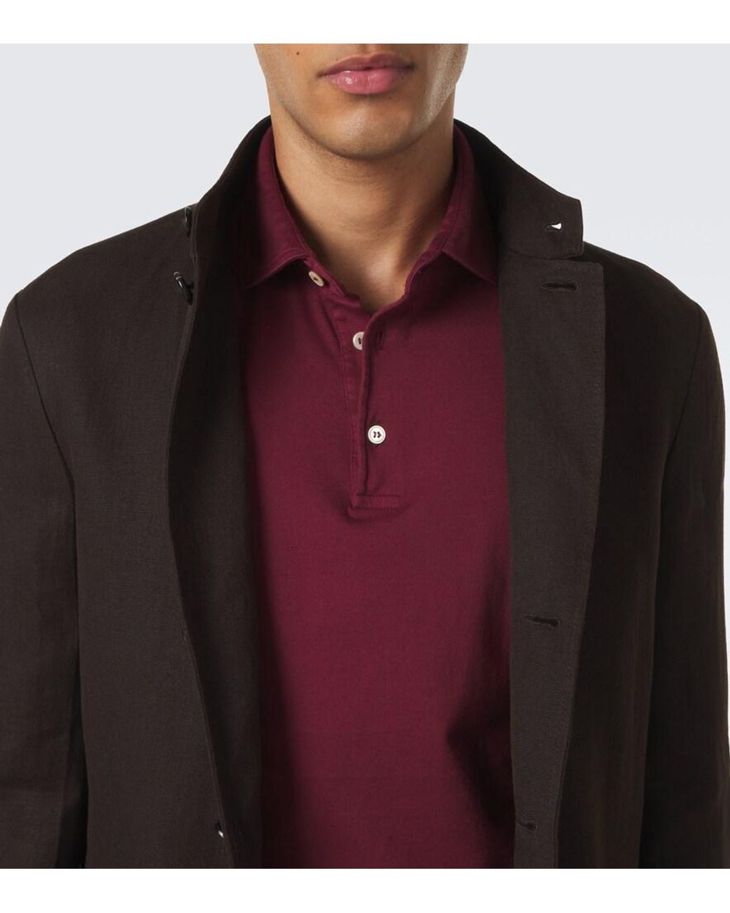 Fedeli Red Zero Cotton Jersey Polo Shirt for men