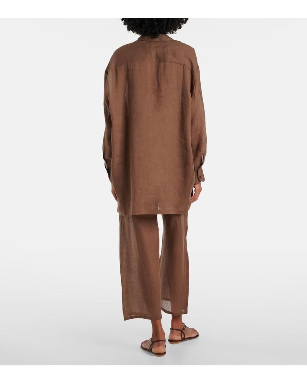 Leset Brown Niko Oversized Ramie Shirt