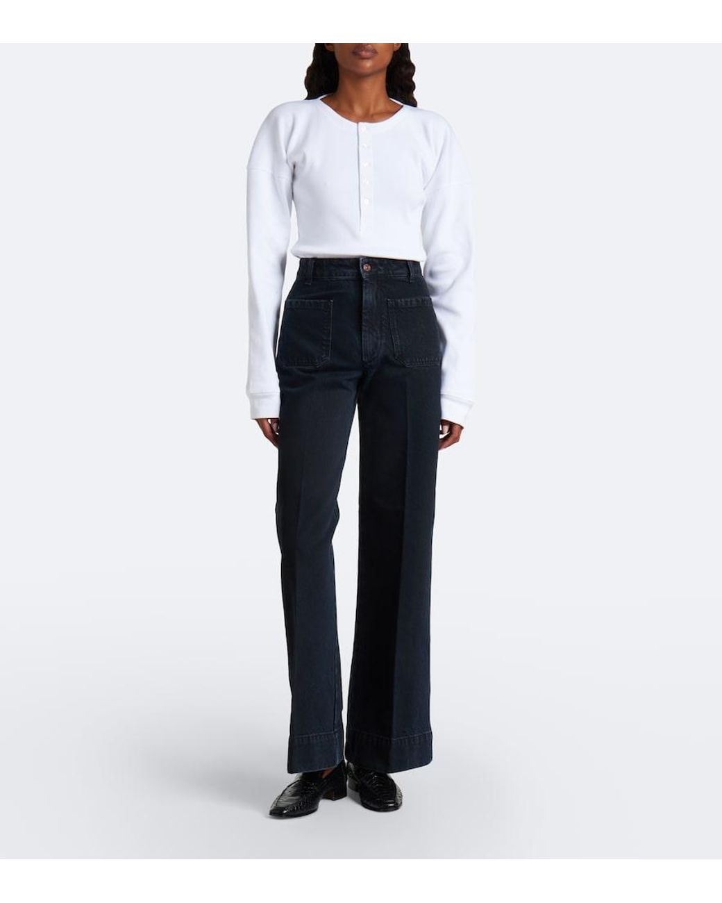 Victoria Beckham Blue Alina Wide-Leg Jeans