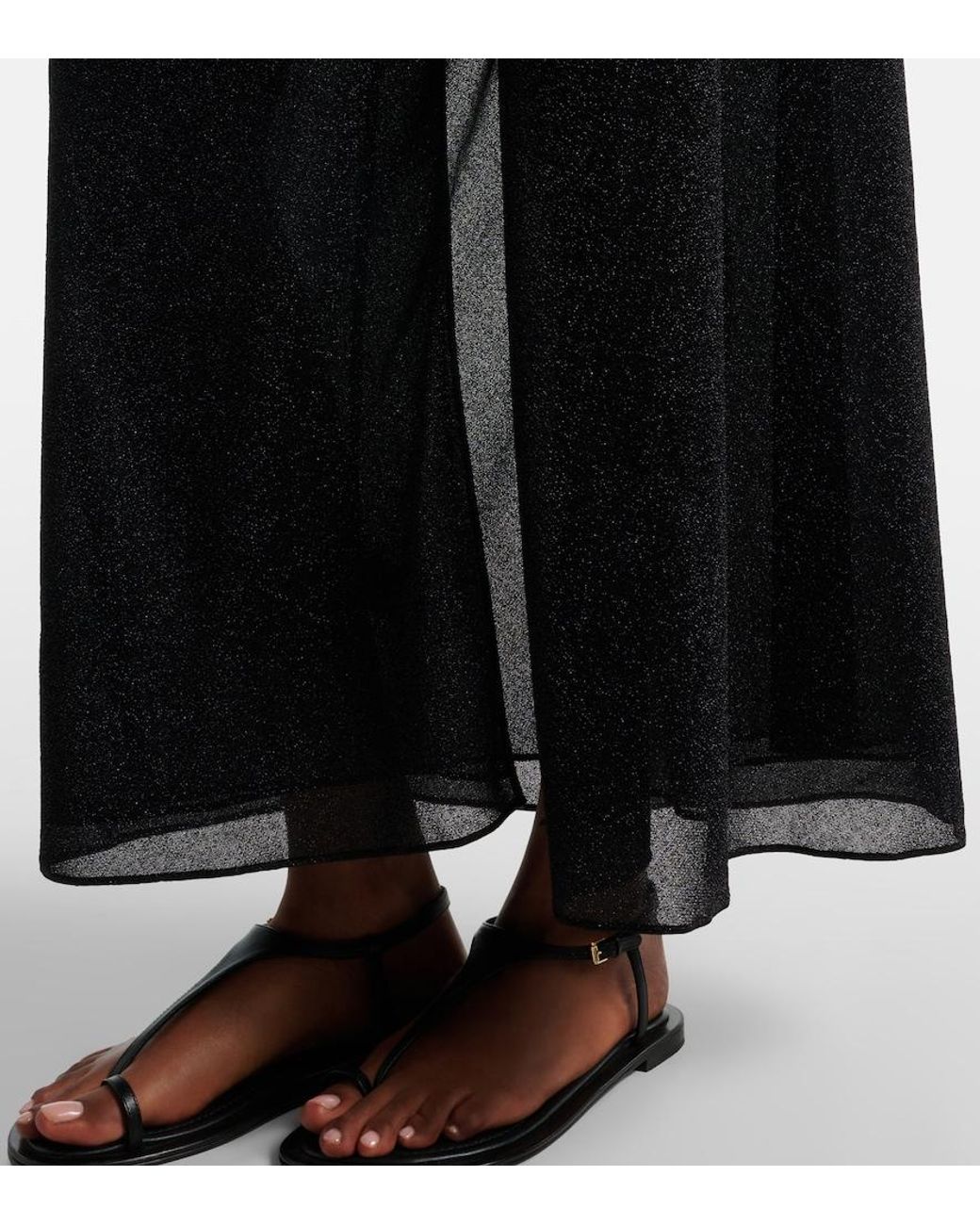 Oseree Black Lumiere Gathered Maxi Dress
