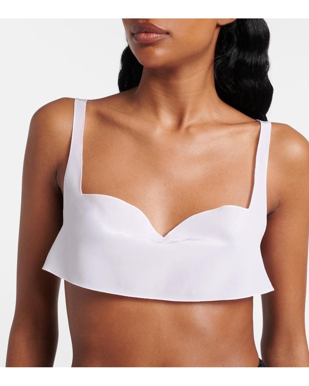 Prada White Silk Crepe De Chine Bra Top