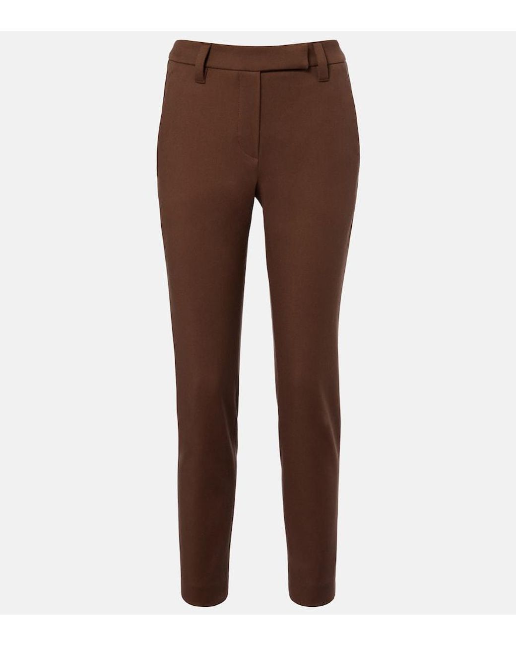 Brunello Cucinelli Brown Cotton-Blend Slim Pants
