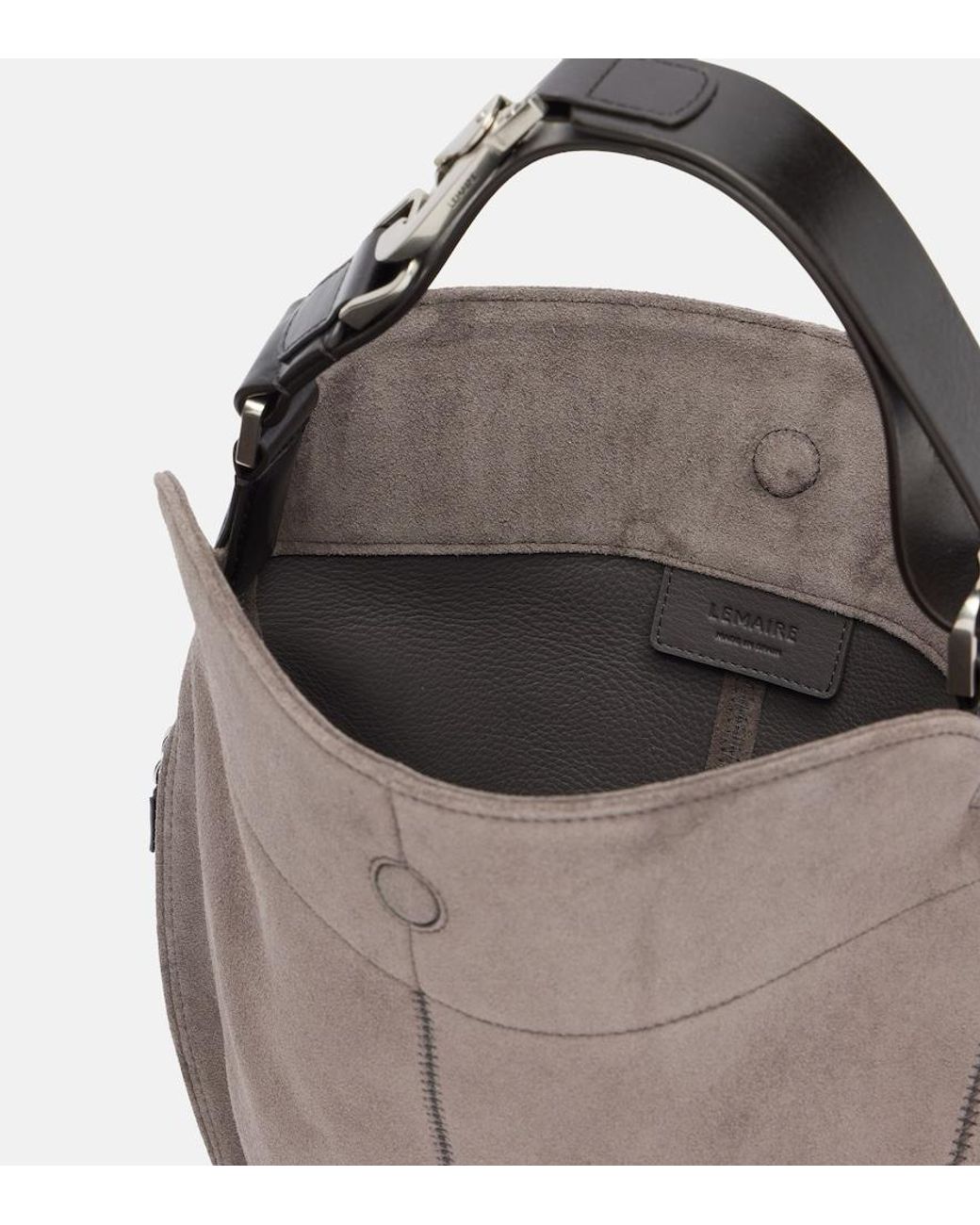 Lemaire Brown Quiver Clip Medium Suede Shoulder Bag