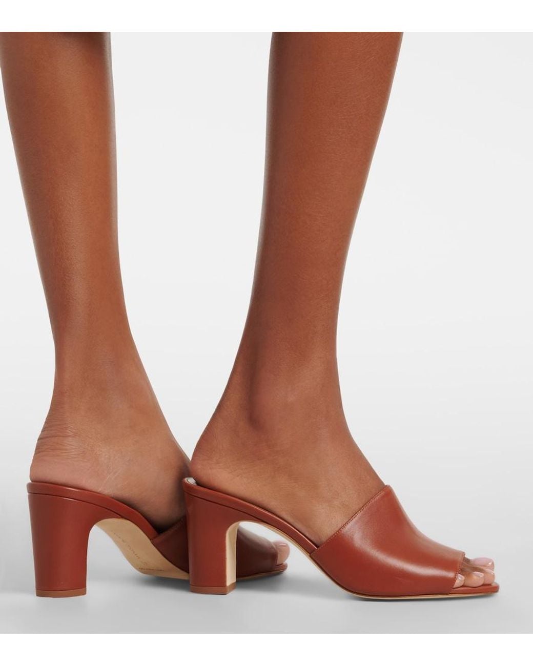 Manolo Blahnik Brown Rapalla Leather Mules