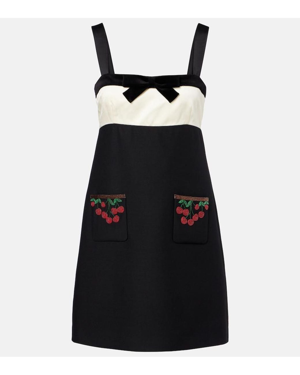 Valentino Garavani Black Crepe Couture Embroidered Minidress