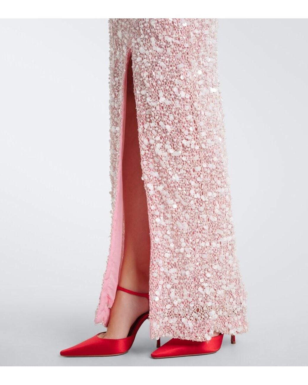 La Fuori Pink Isolde Sequined Halterneck Gown