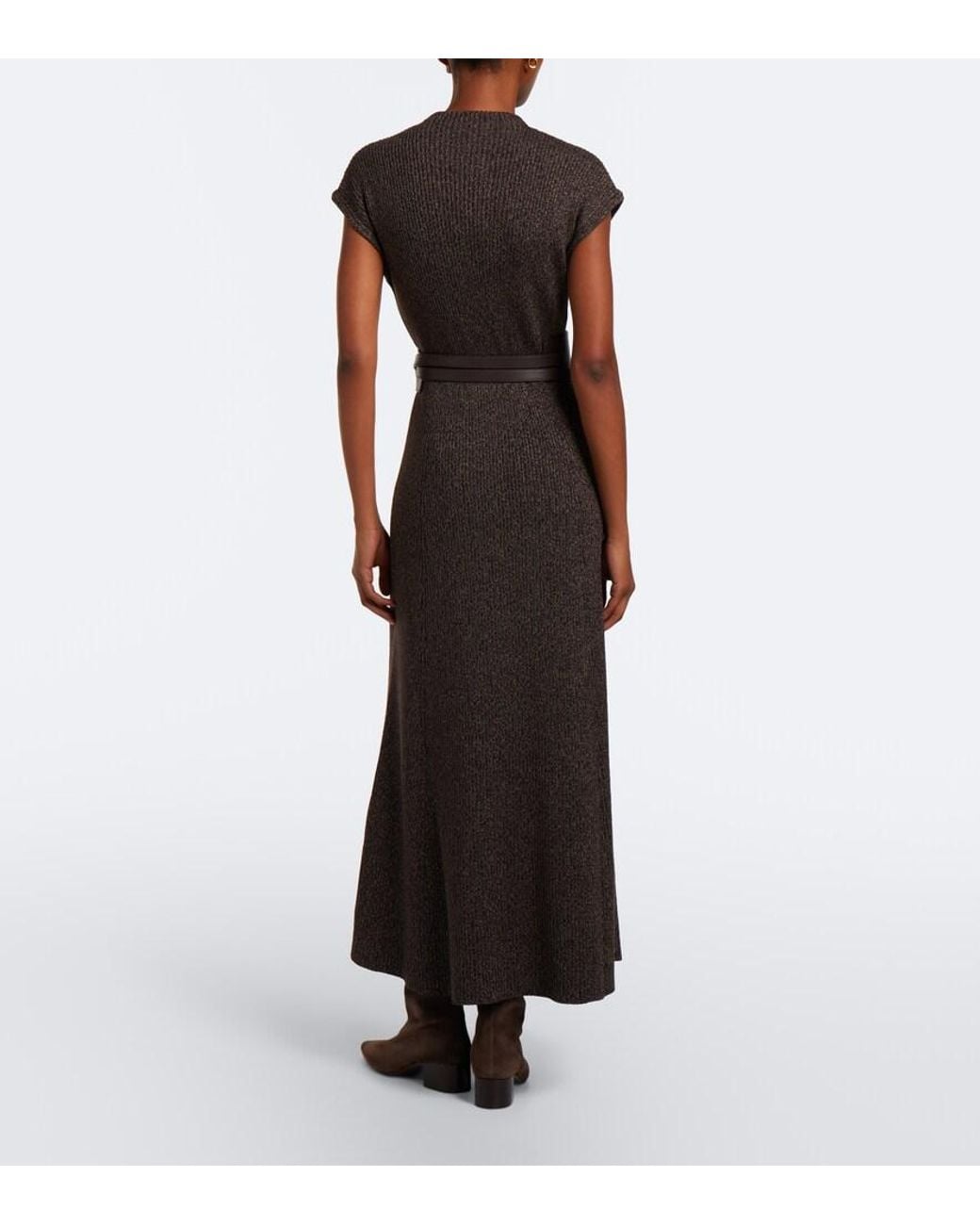 Ralph Lauren Brown Windi Silk And Wool-Blend Maxi Dress