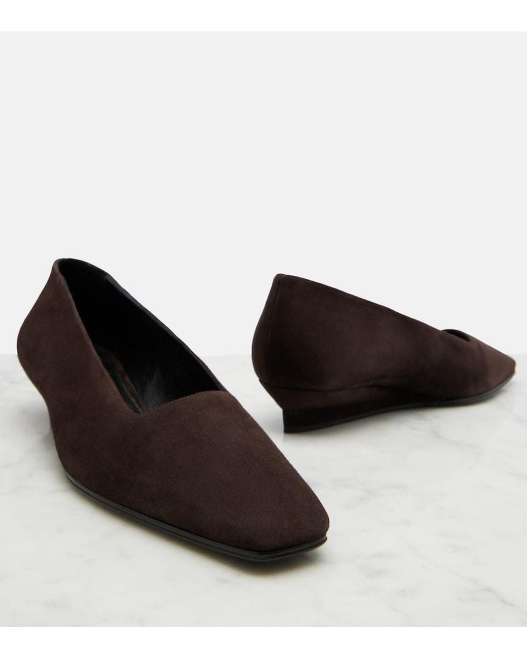 The Row Brown June Suede Wedges