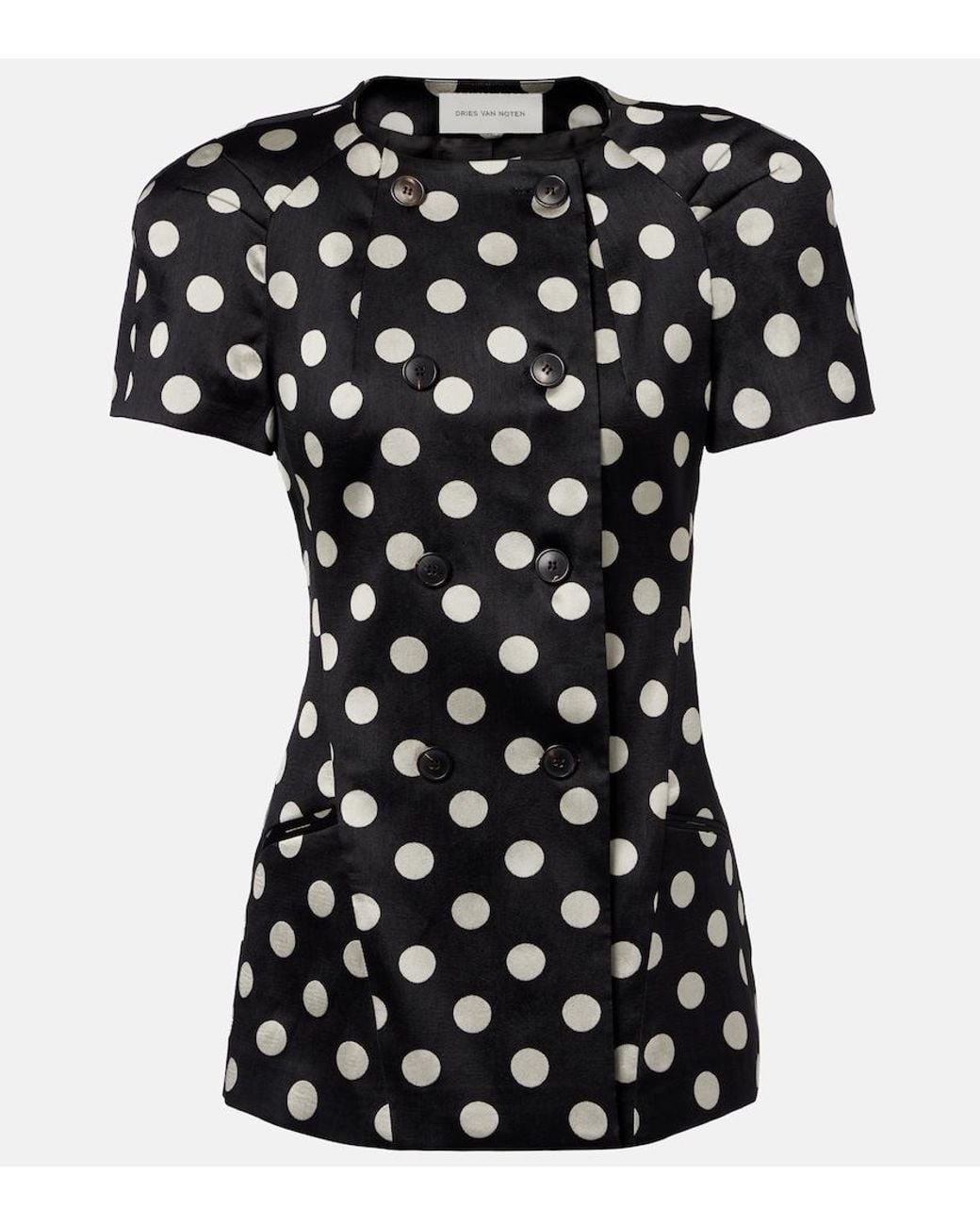 Dries Van Noten Black Polka-Dot Double-Breasted Blazer