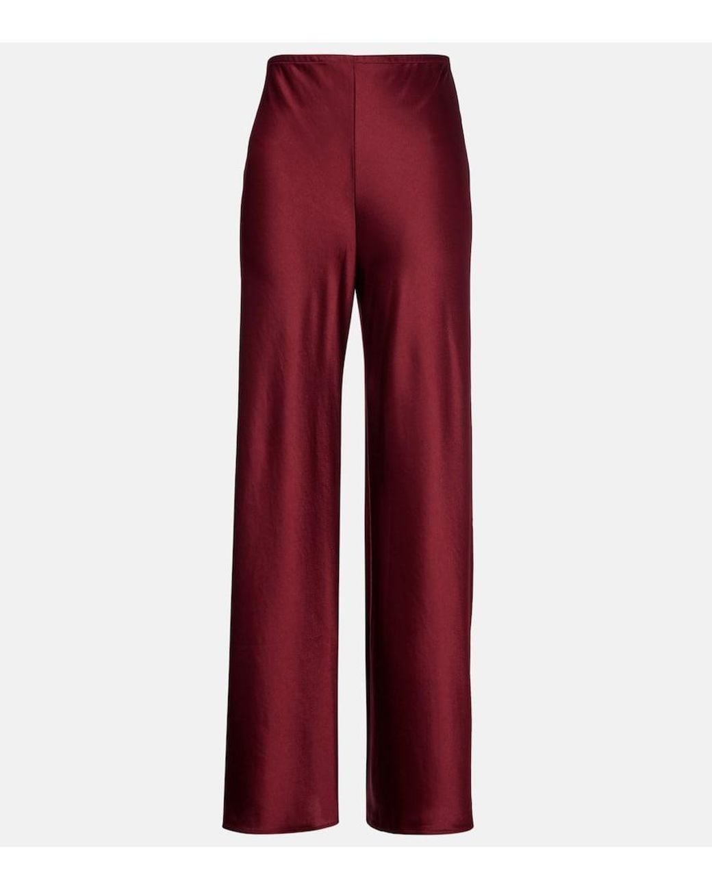 Leset Red Barb High-Rise Satin Wide-Leg Pants