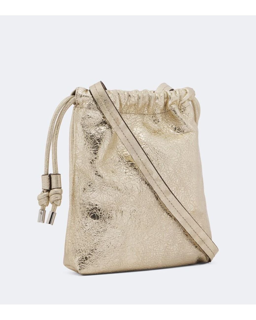 Isabel Marant Natural Silven Mini Metallic Leather Crossbody Bag