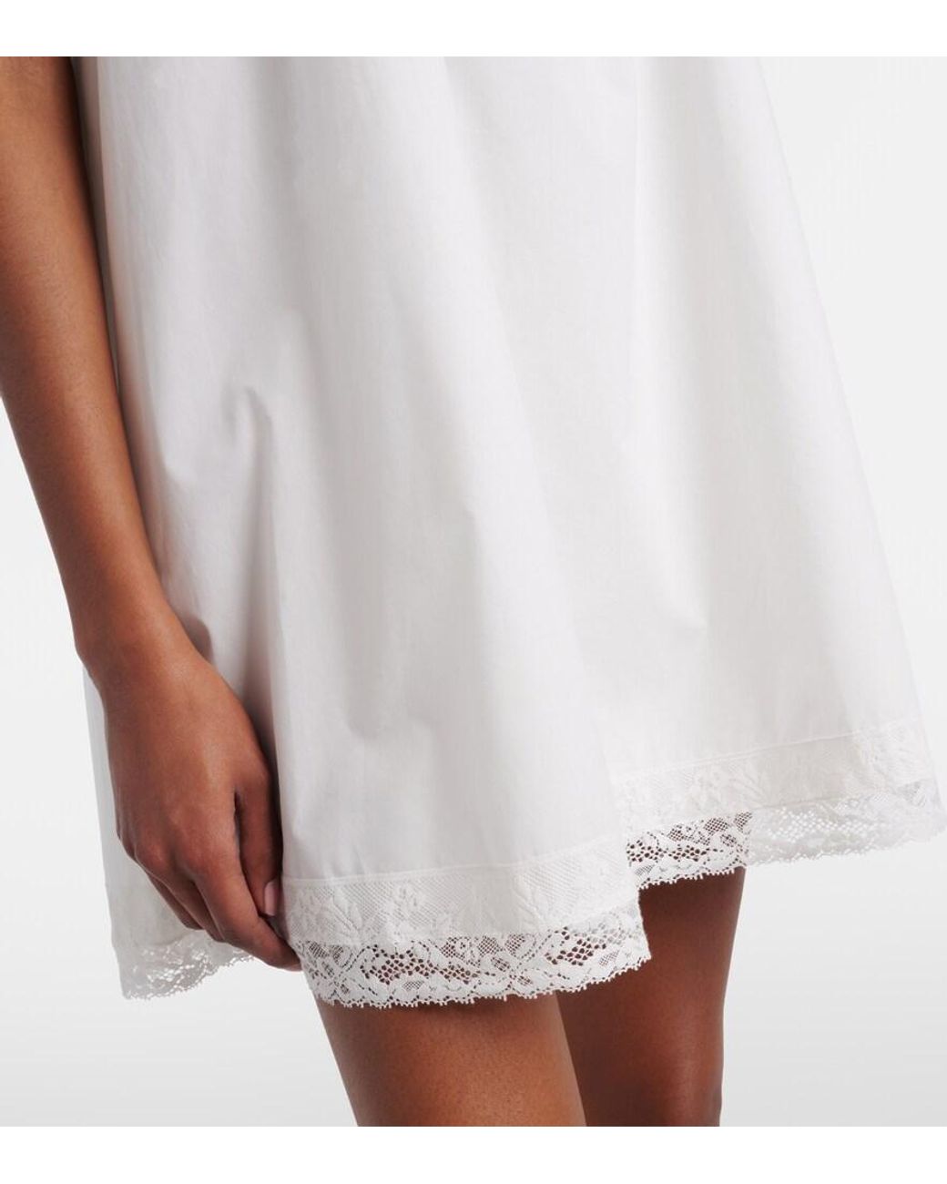 Faithfull The Brand White Galle Lace-Trimmed Cotton Minidress