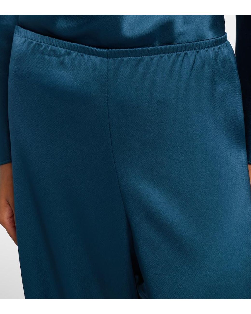 Leset Blue Barb Satin Wide-Leg Pants