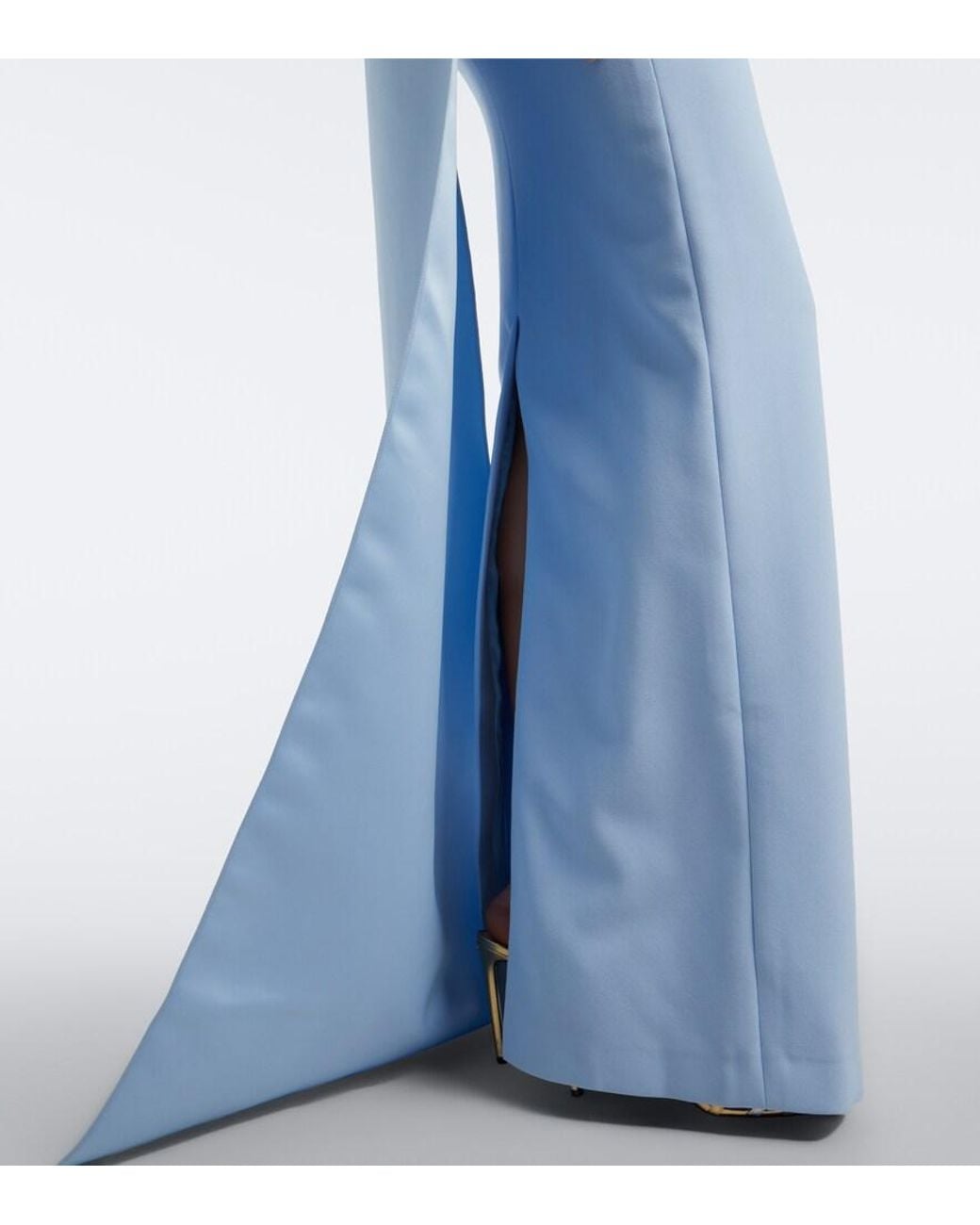 Safiyaa Blue Caped Crepe And Satin Gown