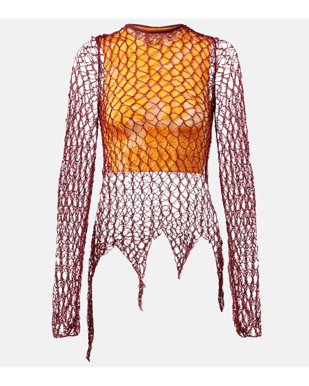 Etro Pink Open-Knit Sweater And Printed Crop Top Set