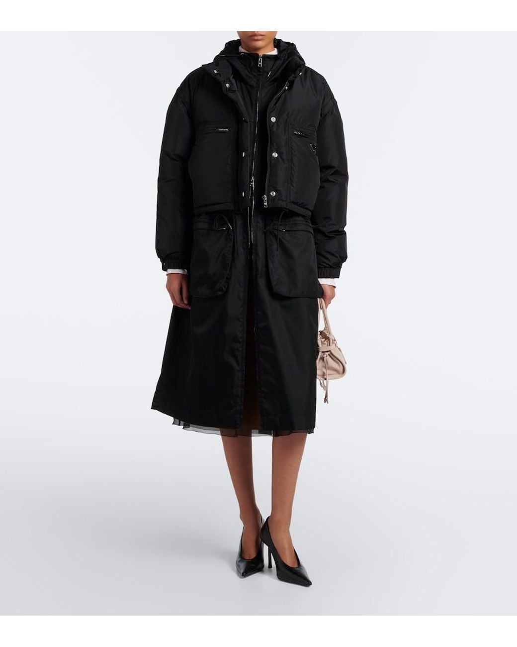 Prada Black Re-Nylon Cropped Down Jacket