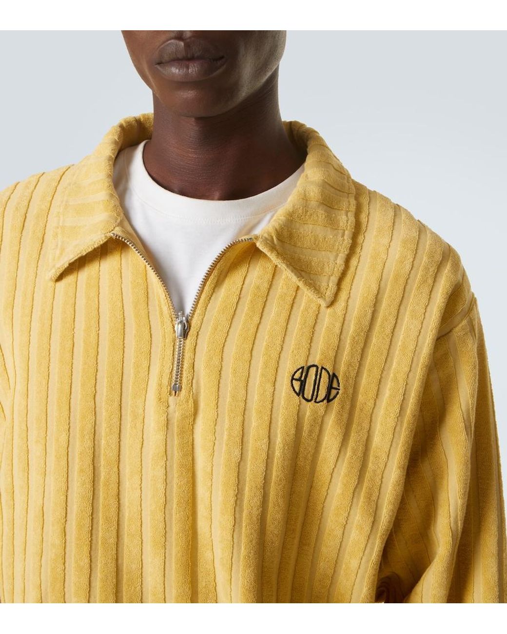 Bode Yellow Croquet Ground Cotton Terry Sweater for men