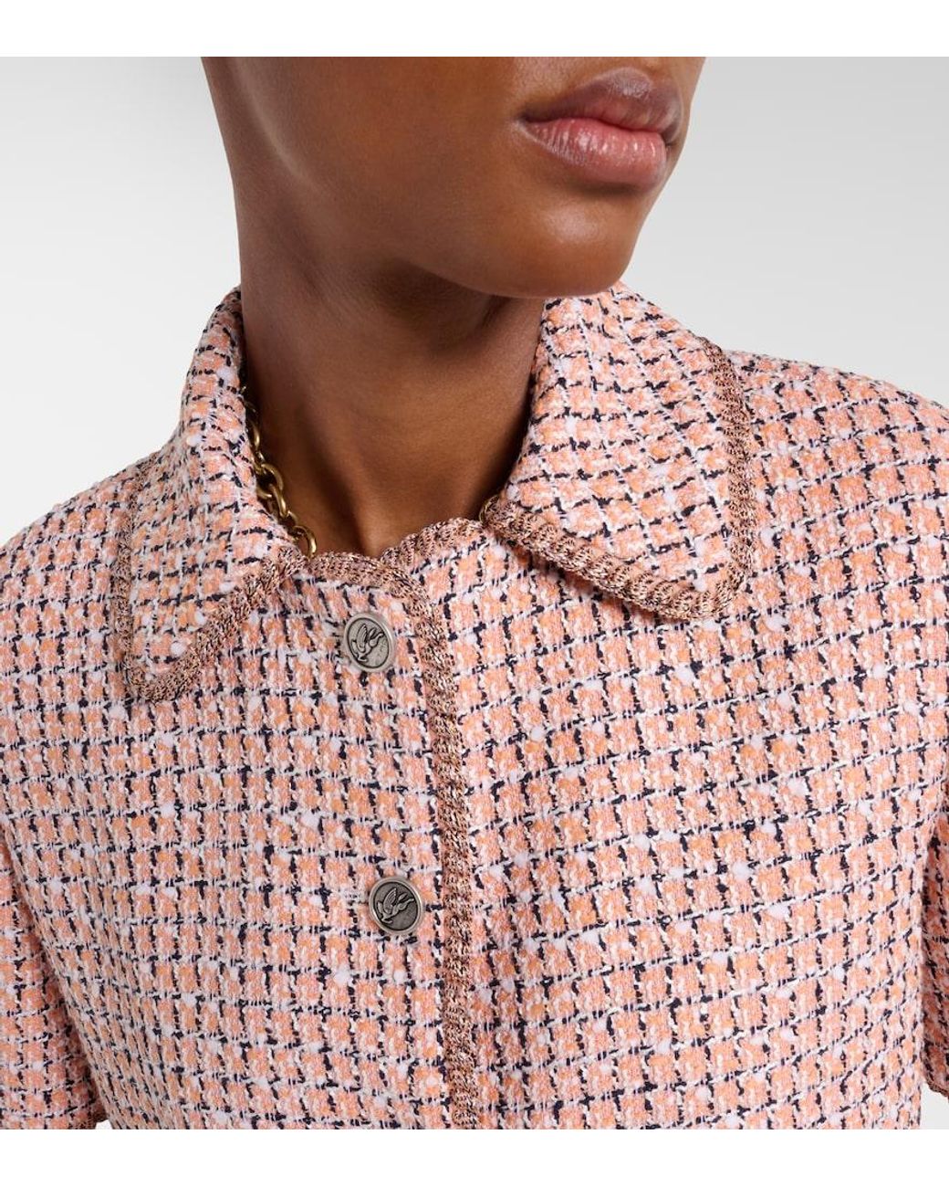Etro Pink Cropped Tweed Jacket