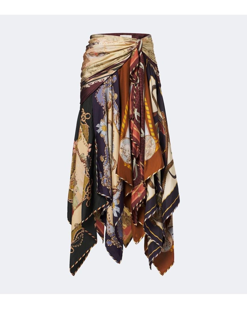 Zimmermann Brown Valiant Draped Printed Silk Maxi Skirt