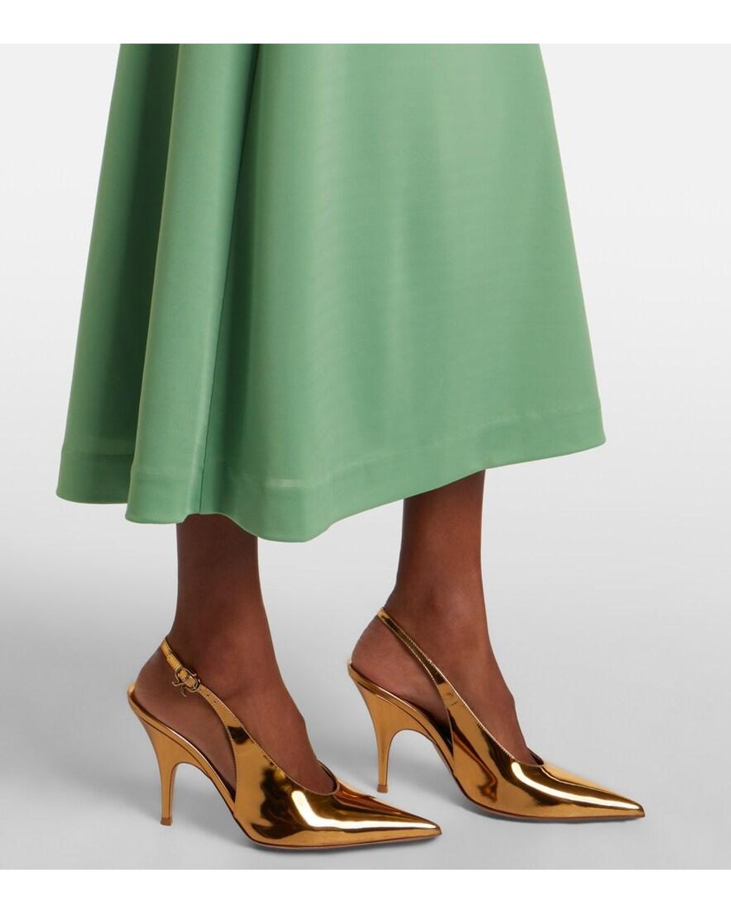Rebecca Vallance Green Isla Draped Scarf-Detail Midi Dress