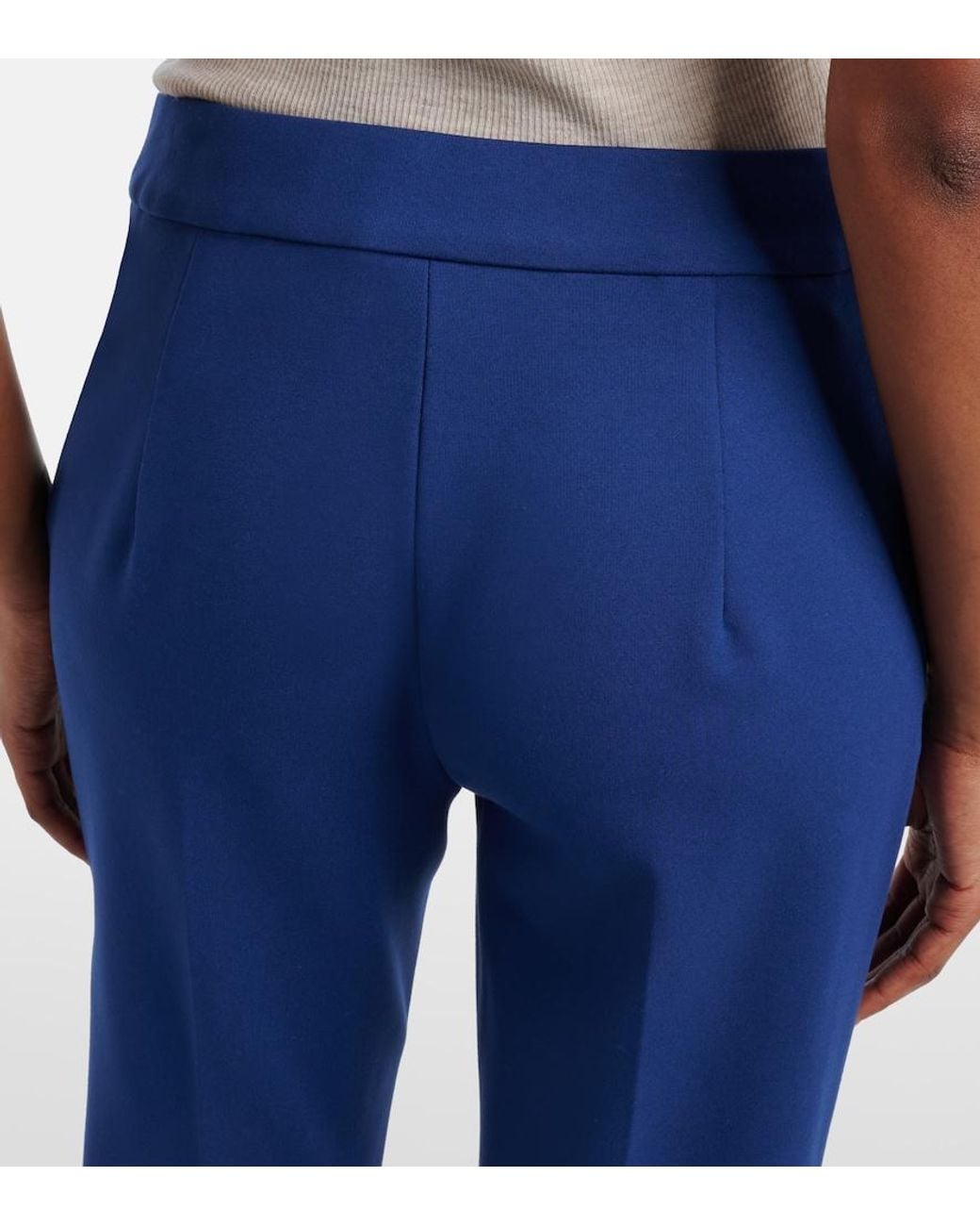 Max Mara Blue Pegno Jersey Cropped Slim Pants