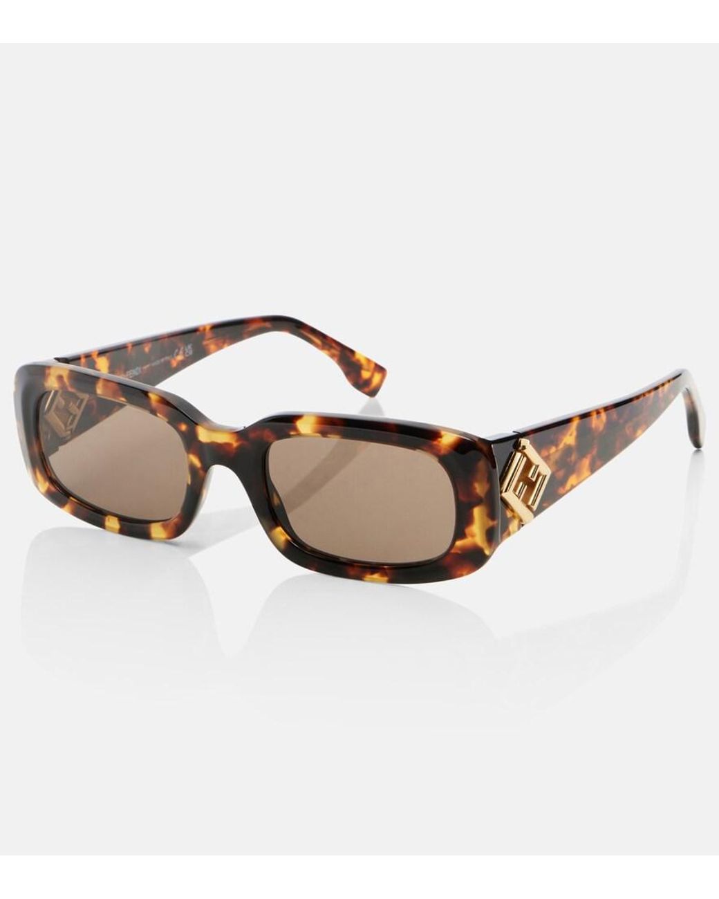 Fendi Brown Ff Diamonds Rectangular Sunglasses
