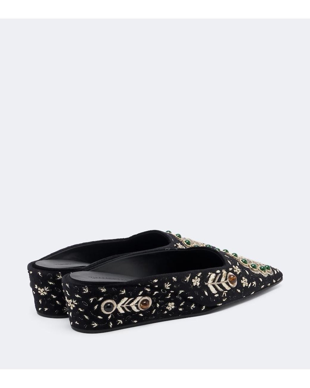 Zimmermann Black Atelier Embellished Velvet Wedge Mules