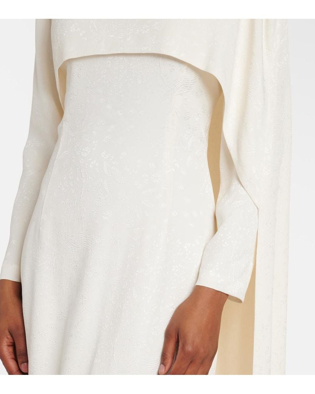 Markarian White Felice Caped Jacquard Midi Dress