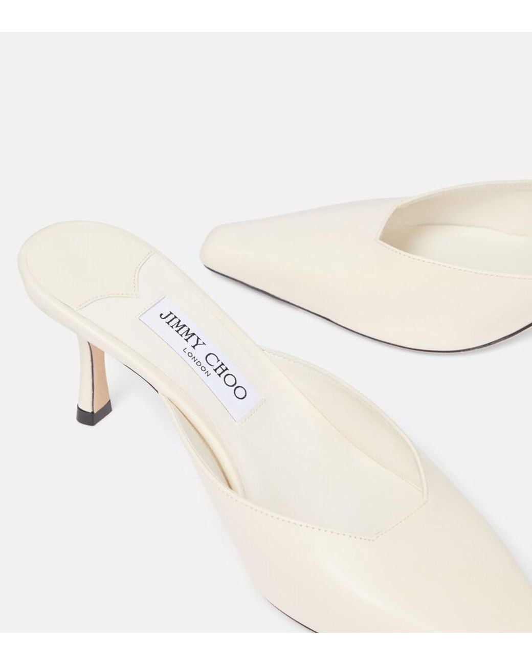 Jimmy Choo White Vivi 65 Leather Mules