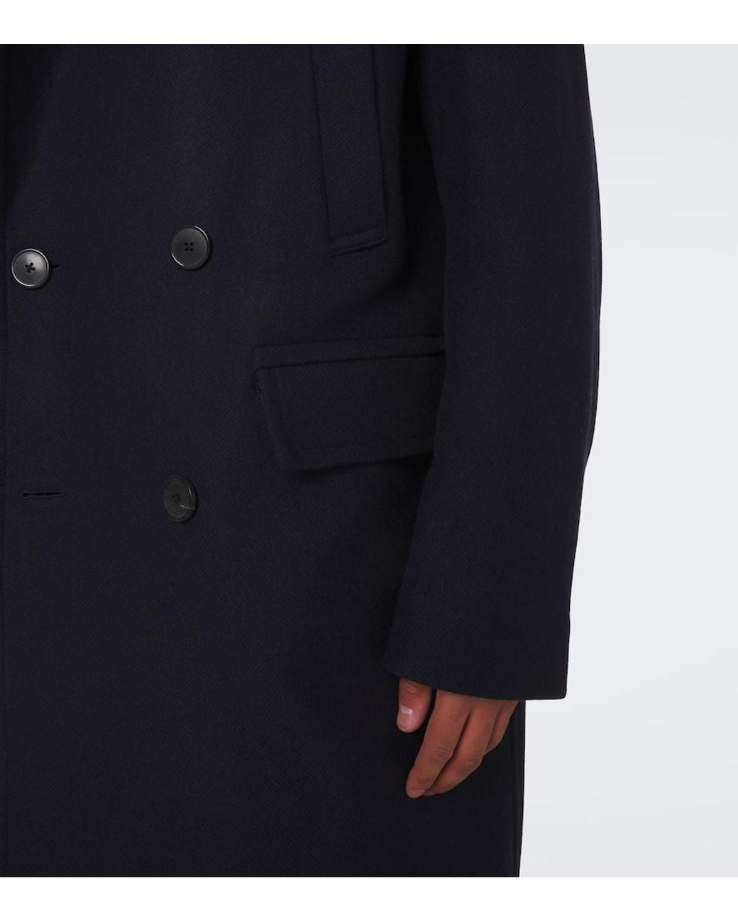 Dries Van Noten Blue Double-Breasted Wool-Blend Coat for men