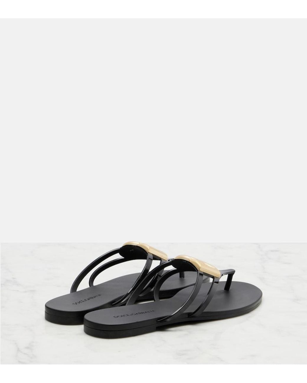 Dolce & Gabbana Black Dg Thong Sandals