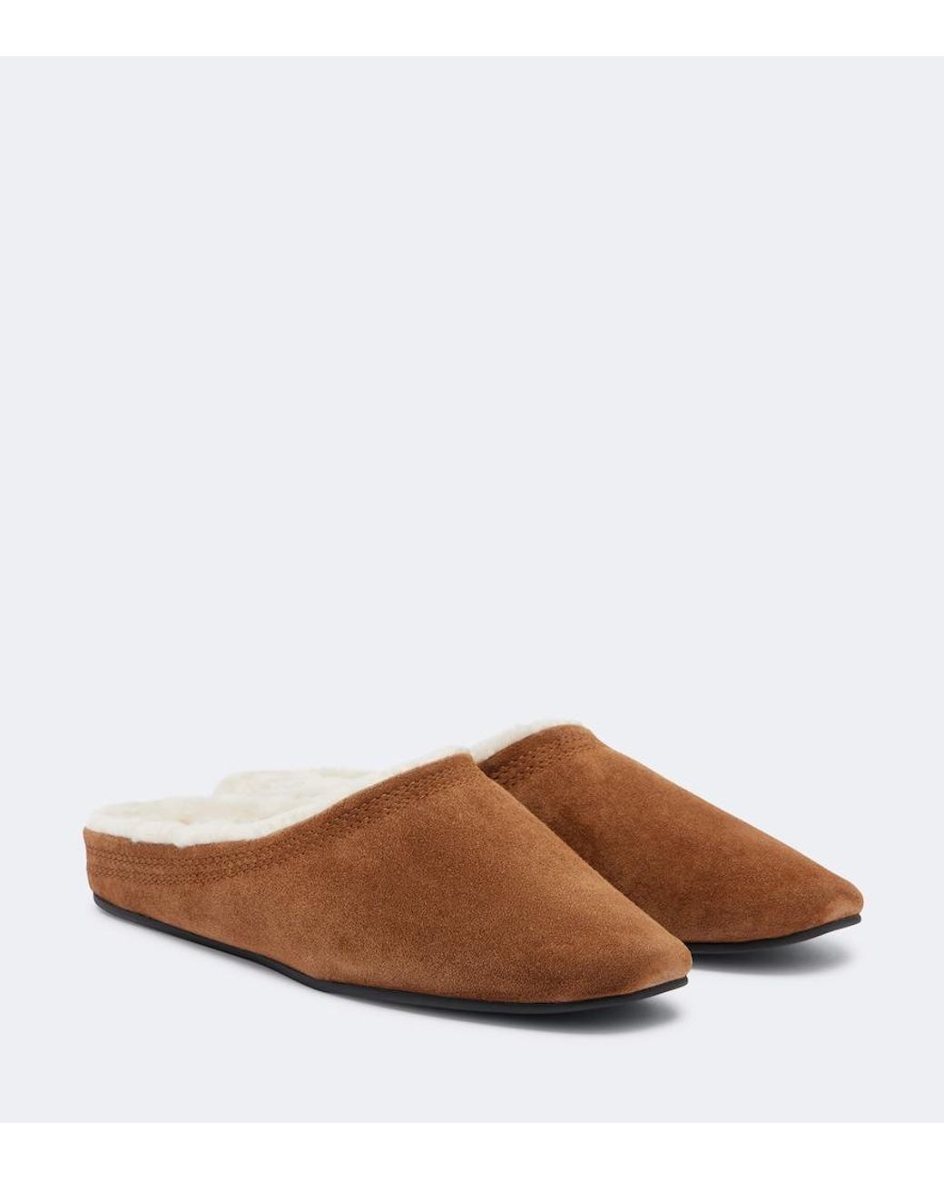 Veronica Beard Brown Narcisa Shearling-Lined Suede Mules