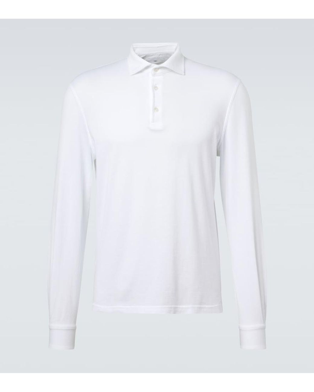Fedeli White Zero Cotton Jersey Polo Shirt for men