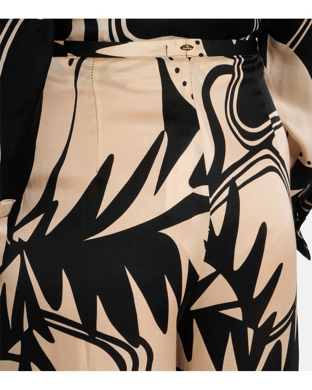 Poupette Black Clea Printed Wide-Leg Pants