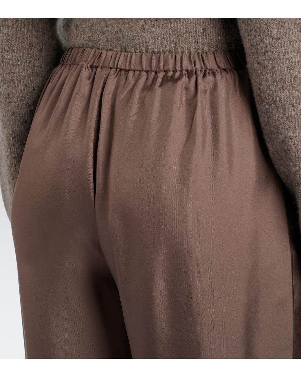 Rohe Brown Silk Satin Wide-Leg Pants