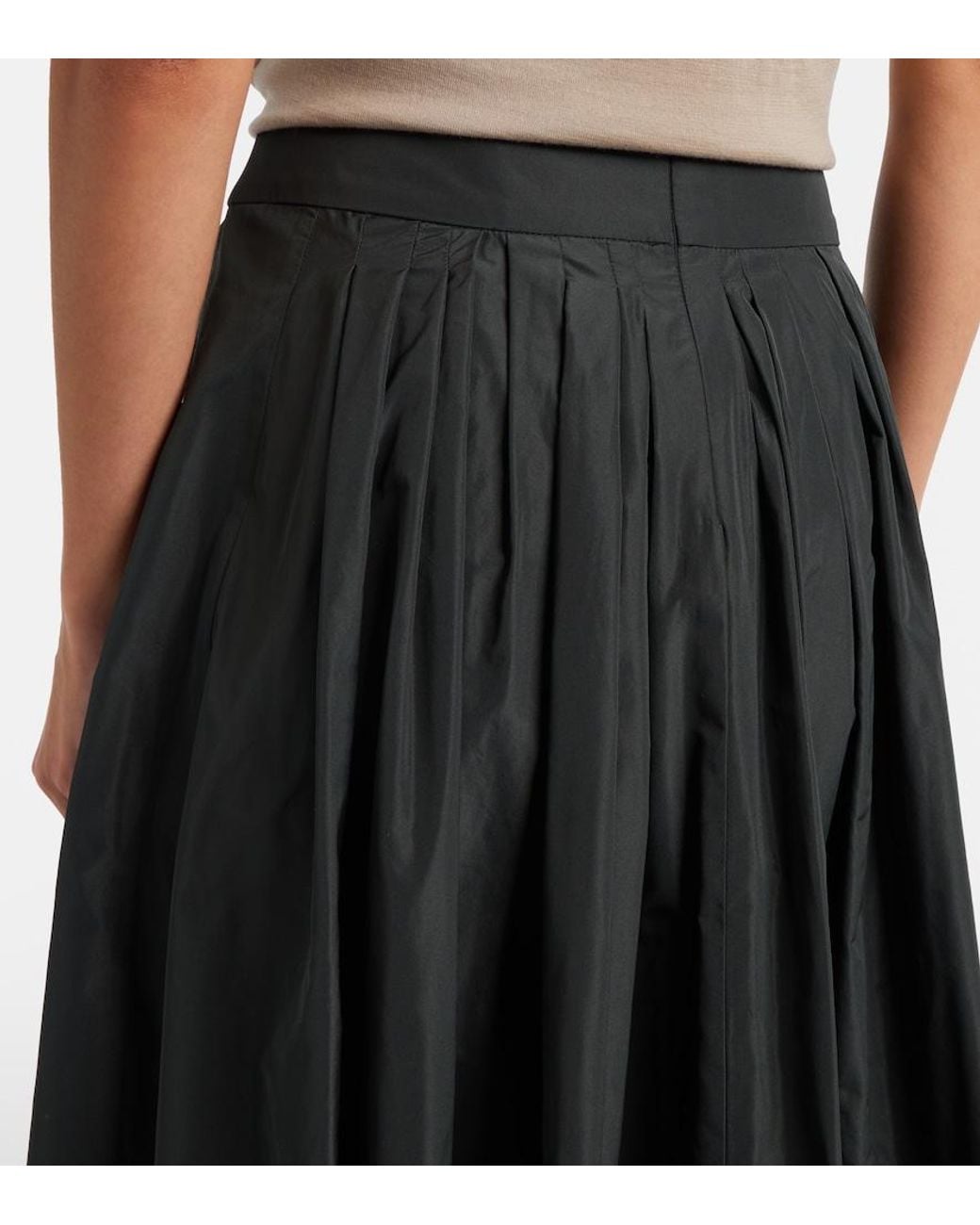 Max Mara Black Taffeta Midi Skirt