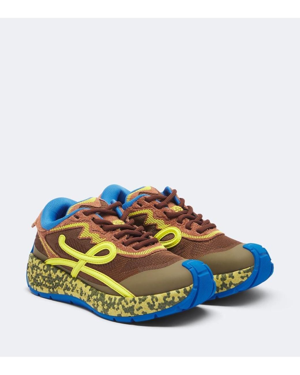 Loewe Blue Pogo Suede-Trimmed Sneakers
