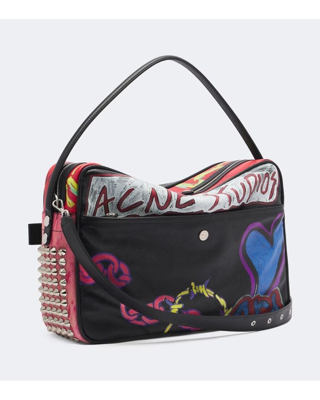 Acne Black Camero Camera Printed Leather Shoulder Bag