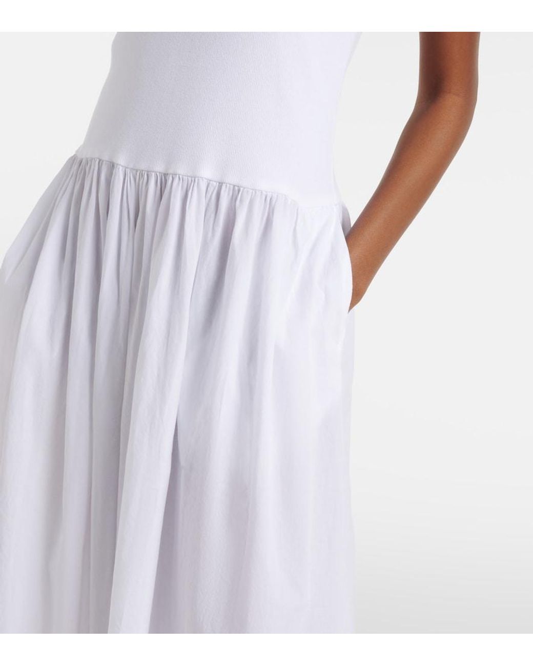 Velvet White Amelia Cotton-Blend Midi Dress