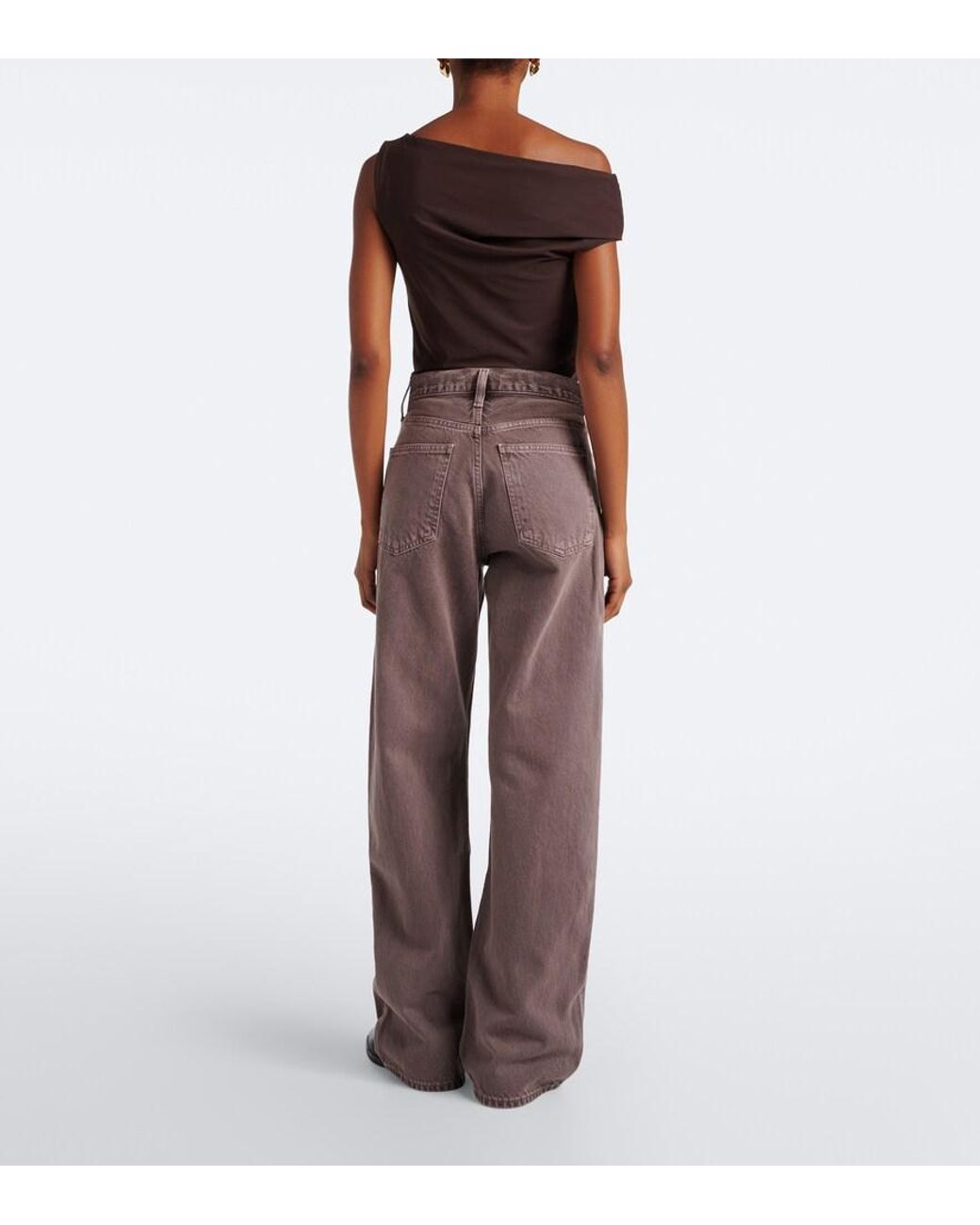 Agolde Brown Arc Criss Cross Wide-Leg Jeans