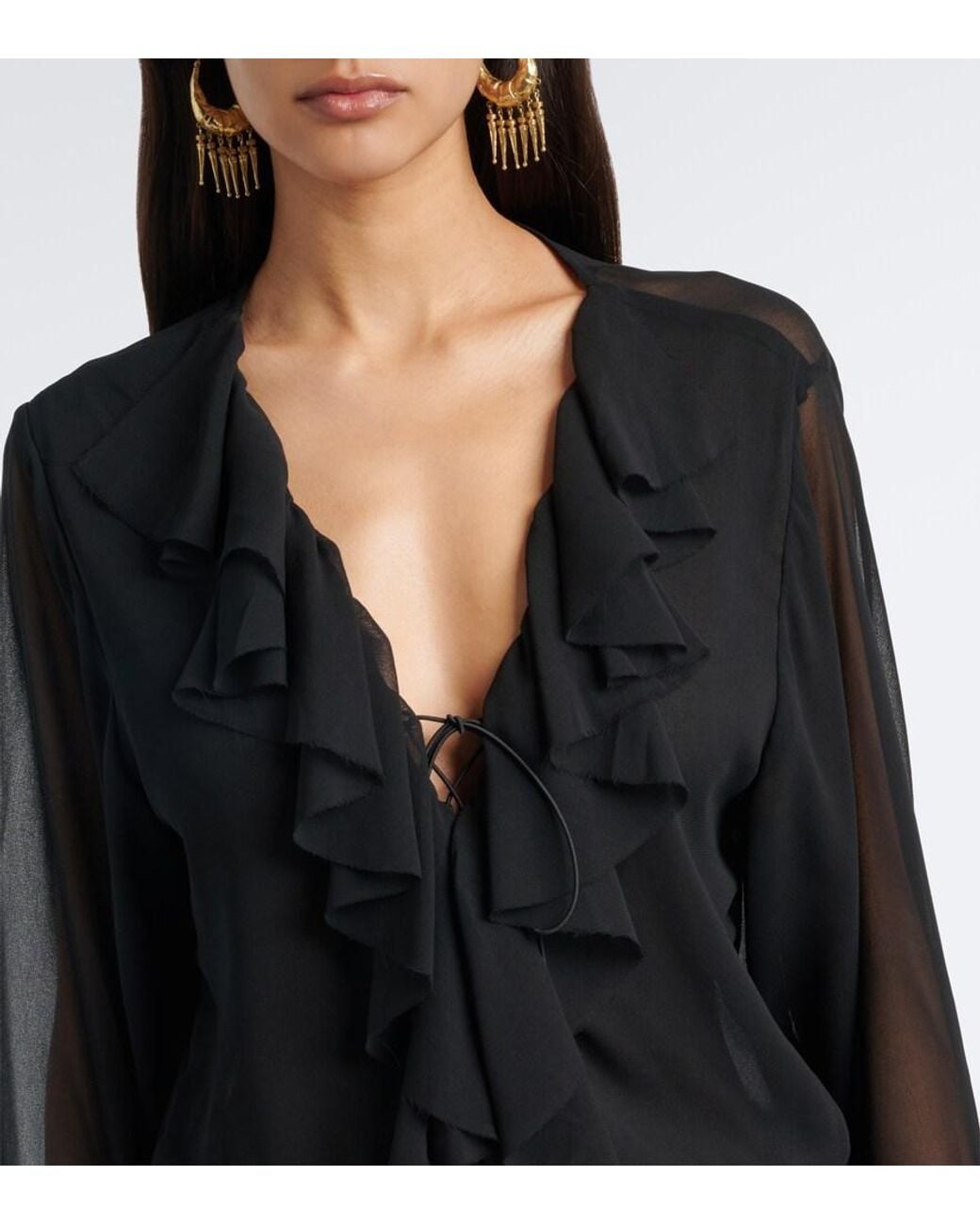 Bananhot Black Bellen Ruffled Minidress