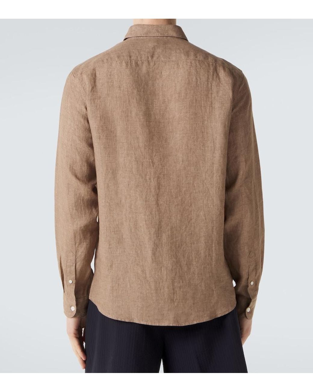 Sunspel Brown Linen Shirt for men