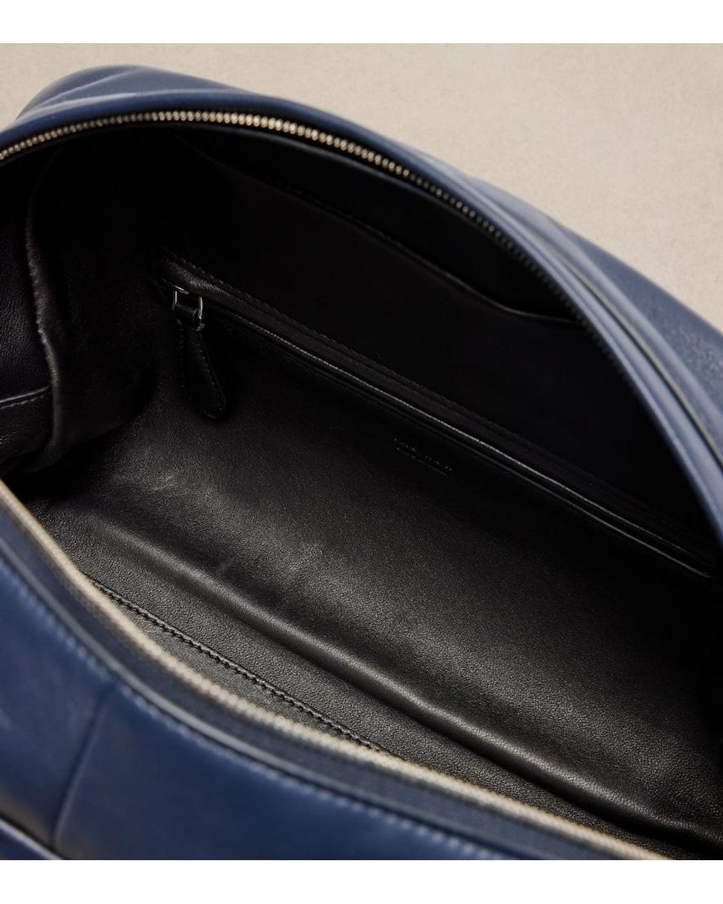 The Row Blue Leila Small Leather Clutch