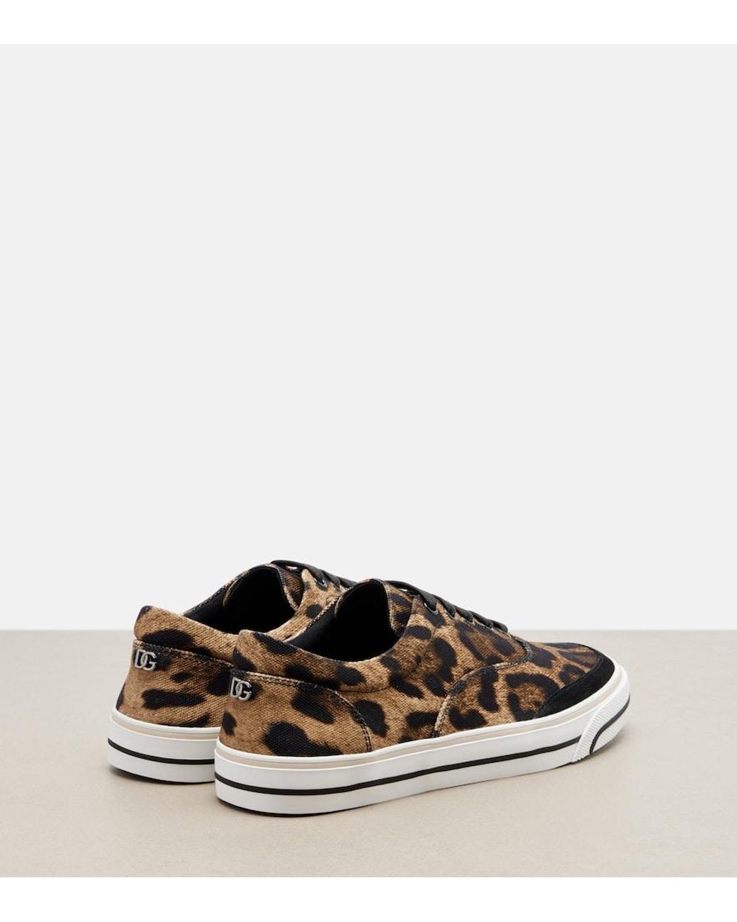 Dolce & Gabbana Brown Leopard-Print Canvas Sneakers