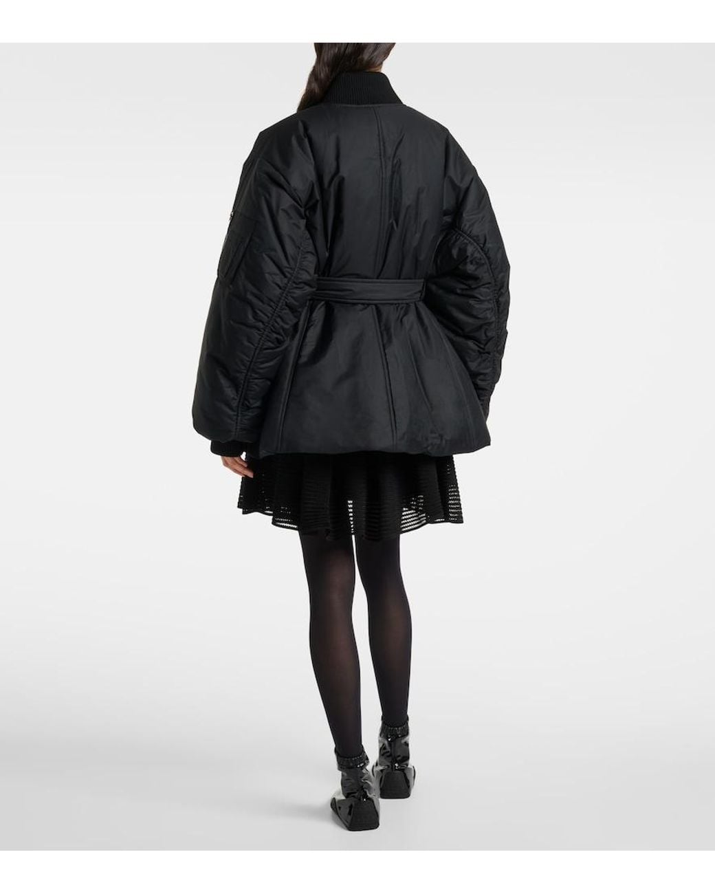 Alaïa Black Belted Cotton-Blend Bomber Jacket
